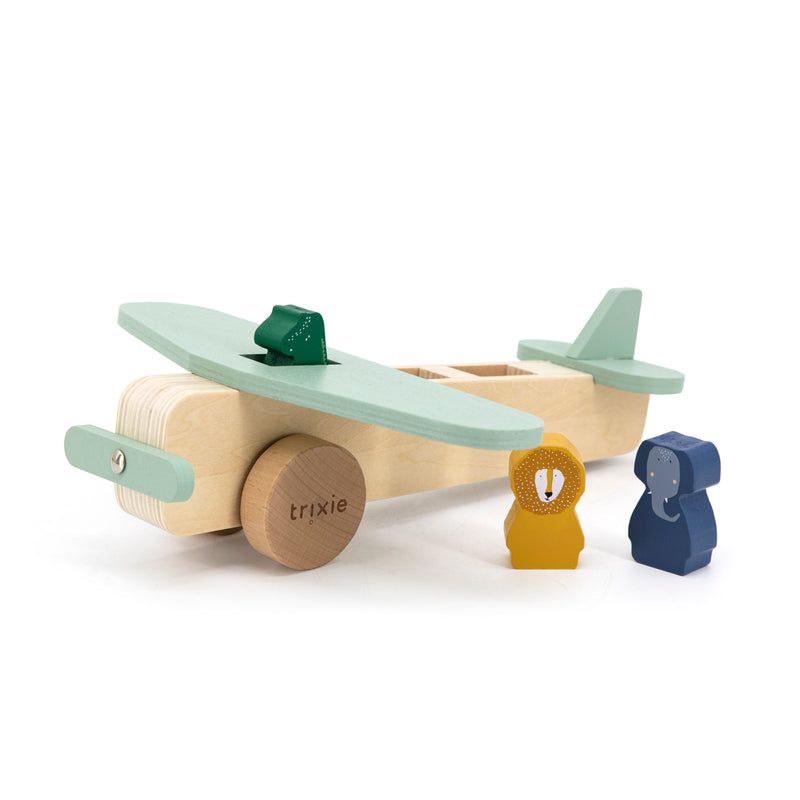 Holzflugzeug von Trixie mit 3 Tieren
