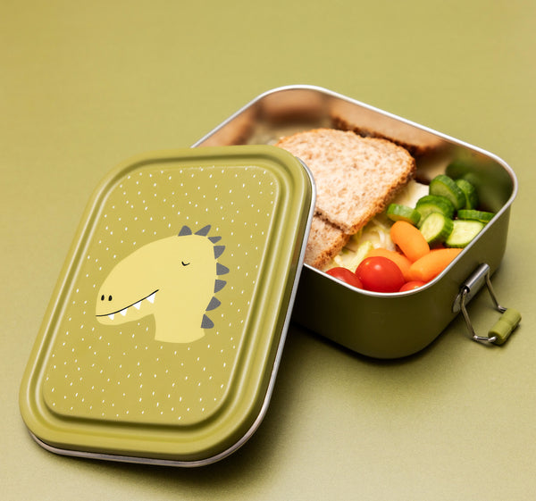 Kleine Lunchbox Mr. Dino von Trixie mit Essen befüllt