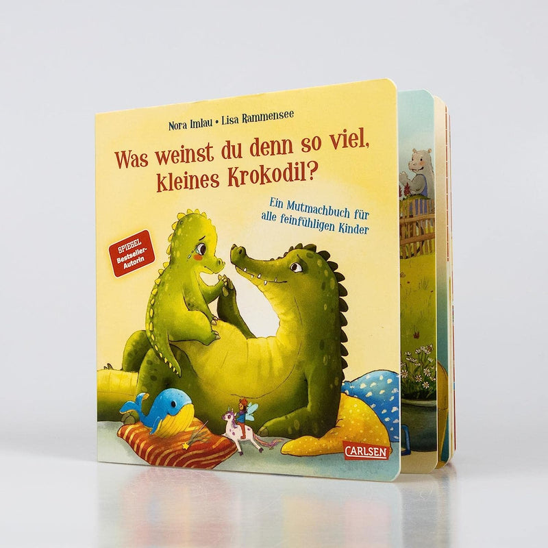 Was weinst du denn so viel, kleines Krokodil? von Nora Imlau und Lisa Rammensee_Carlsen Verlag_Buch leicht aufgeklappt