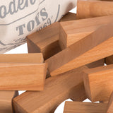 Ausschnitt von 50 XL Holz-Bauklötzen von Wooden Story im Baumwollsack