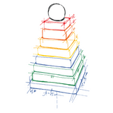 Skizze von Pyramiden Stapelturm in Regenbogenfarben von Wooden Story in Pyramidenform
