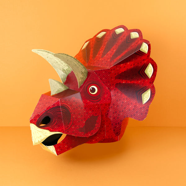 Triceratops-Maske von Clockwork Soldier_Bastelset und Deko_Maske in rot