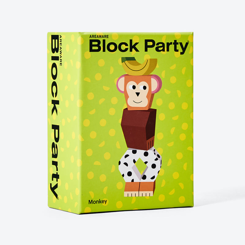 BLOCK PARTY Holzfigur "Affe" von Areaware_Verpackung