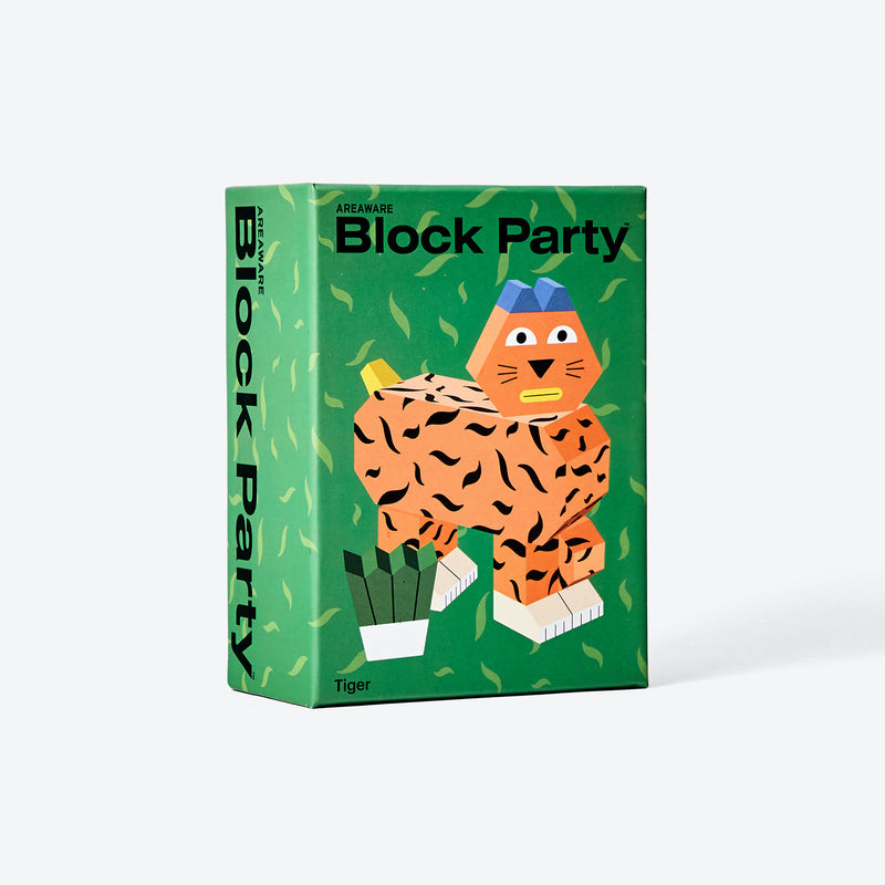 BLOCK PARTY Holzfigur "Tiger" von Areaware_Verpackung