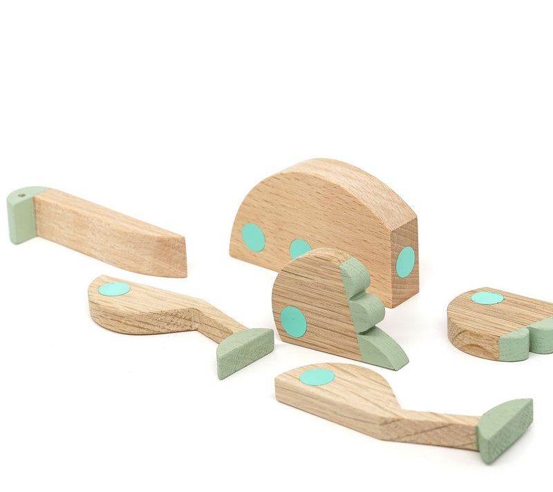 Emu Holzpuzzle mit Magneten von ESNAF TOYS-in Einzelteile zerlegt