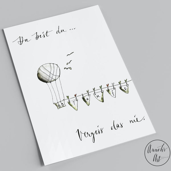 Postkarte "Du bist du...vergiss das nie" von Annelis Art_Karte zur Taufe