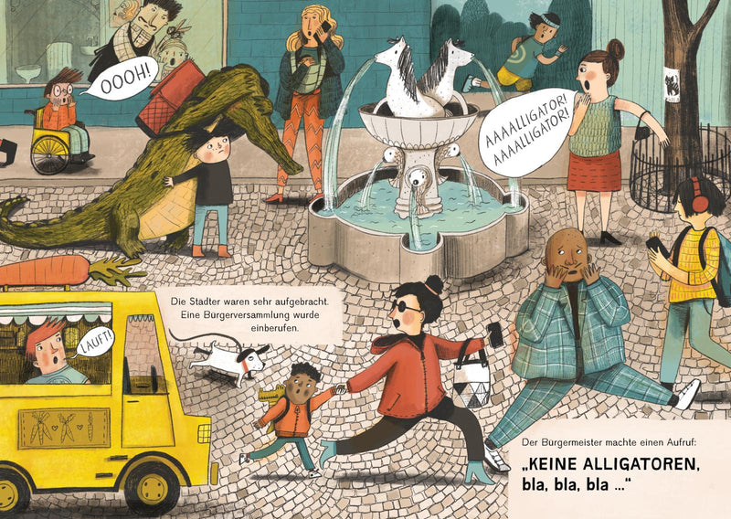 Bilderbuch "Kommt ein Alligator in die Stadt" von Judith Henderson und Andrea Stegmaier_Thienemann Verlag_Seitenansicht 3