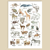 Poster Tieralphabet mit Aquarell-Artprint von Everywhere You Go