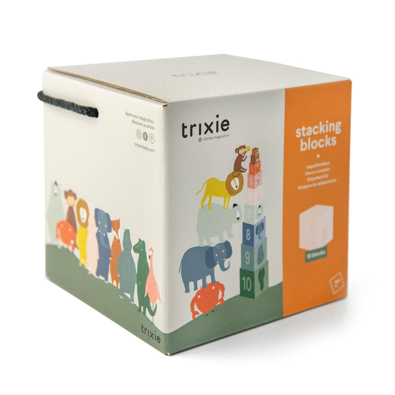 Stapelwürfel mit Tieren und Zahlen aus FSC®-Karton von Trixie_Verpackung