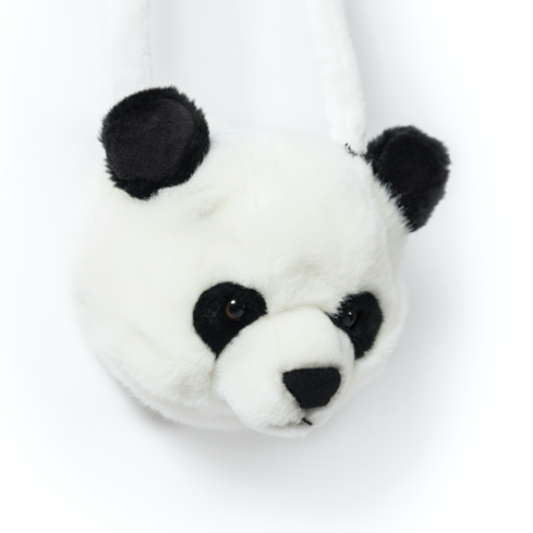 Umhängetasche Panda für Kinder aus Kuschel-Plüsch von Wild & Soft_Pandakopf