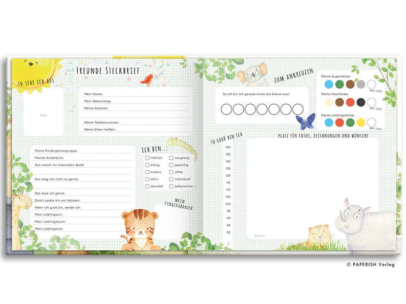 Freundebuch "Kindergartenfreunde – Ein Album für meine ersten Freunde" von Pia Loewe_PAPERISH Geschenkbuch_Seitenansicht 2