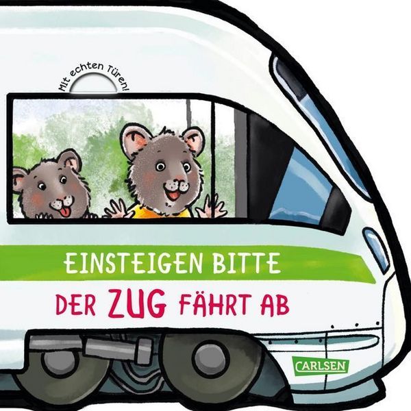 Pappbilderbuch "Mein kleiner Fahrzeugspaß: Einsteigen bitte! Der Zug fährt ab!" von Carlsen Verlag_Buchcover