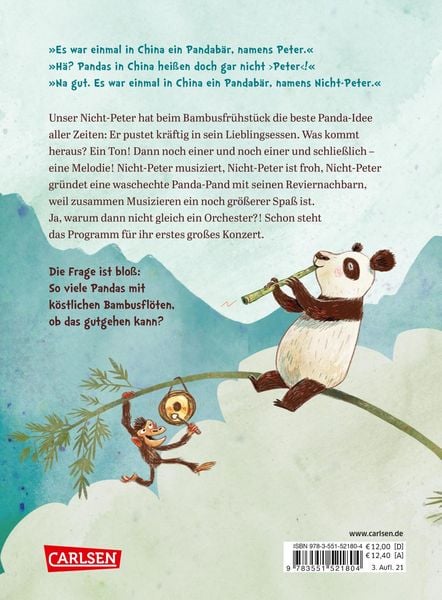 Vorlesebuch "Panda-Pand. Wie die Pandas mal Musik zum Frühstück hatten" von Saša Stanišić und Günther Jakobs_Carlsen Verlag_Rückseite